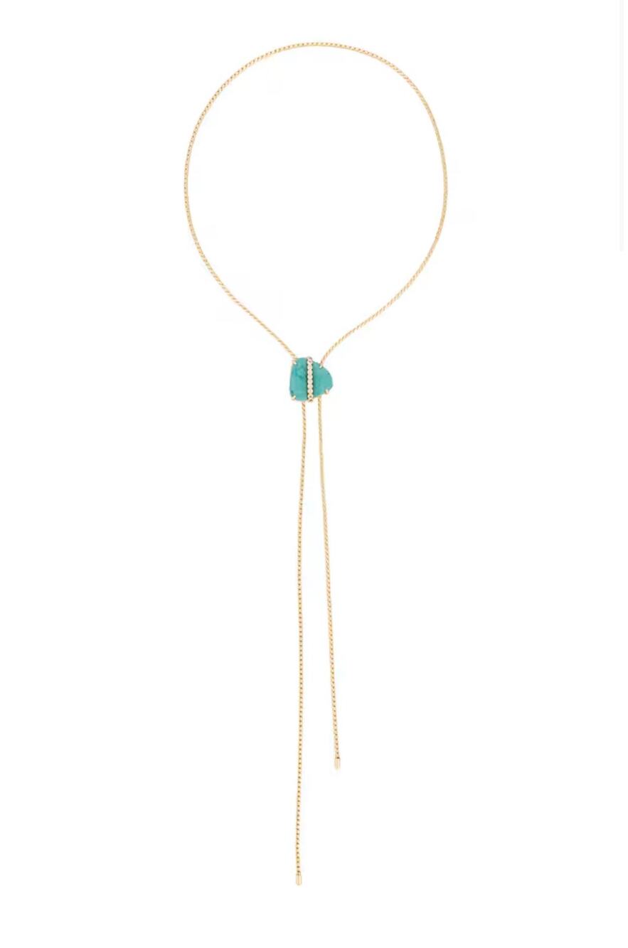 Turquoise Bolo Lariat Necklace in Turquoise